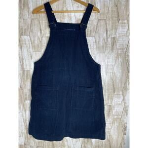 Vintage D.P.S New York Bib Jumper Dress Women's Size L Blue Corduroy Sleeveless